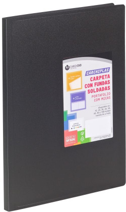 CARTAFOL 20 FUNDAS A4 TAPA FLEXIBLE NEGRO CARCHIPLAS