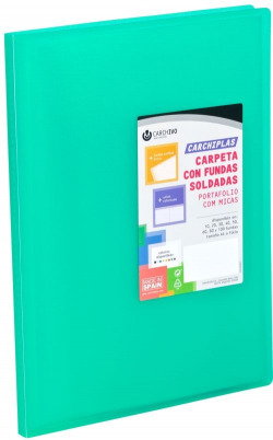 CARPETA 20 FUNDAS A4 TAPA FLEXIBLE VERD CARCHIPLAS