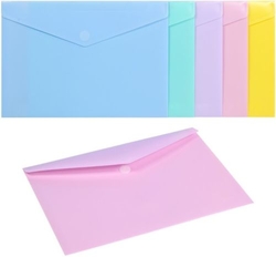 PACK/10 CAPA ENVELOPE Fº FECHO VELCRO PP CORES PASTEL