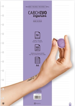 INGENIOX A4 NOTEBOOK REFILL, 50 LINED SHEETS (REMOVABLE)