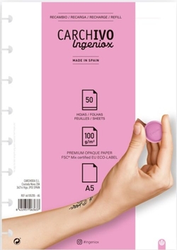 RECARGA CADERNO INGENIOX A5 50 FOLHAS LISO EXTRAIBLE
