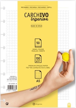 INGENIOX A5 NOTEBOOK REFILL 50 SHEETS DOTS REMOVABLE