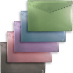 PACK/10 CAPA ENVELOPE A5 FECHO VELCRO PP CORES METAL