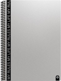 CAHIER A4 SPIRALE MY RULES 80H CUADRICULA 4X4 GRIS