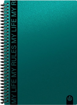 CAHIER A5 SPIRALE MY RULES 80H CUAD 4X4 VERT FONCÉ