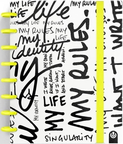 CADERNO INGENIOX A5 80H CUADRICULA MY LIFE AMARELO