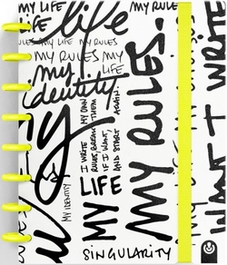 CADERNO INGENIOX A5 80H RAYAS MY LIFE AMARELO