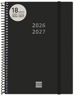 AGENDA ESCOLAR 26-27 E10 2DP 18M NEGRO ESPIRAL