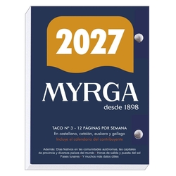 BLOQUE BUFETE Nº3 AÑO 2027 8,3X11CM 640 PAXINAS MYRGA
