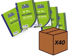 (PACK 40U) RECAMBIO A4 100H 4 TALADROS 90G CUAD.4X4 C/M PRE