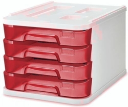 FICHERO GAVETAS DE SOBREMESA 285X375X230MM 4 GAVETAS VERMELHO