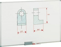 ARDOISE BLANCHE METALICA 45X60CM AVEC CAJETIN DE ALUMINIO