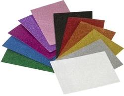 JOGO 3 LAMINAS BORRACHA EVA PURPURINA FUCSIA 20X30 CM