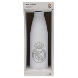 BOTELLA BLANCA CON PRATA RUBBERIZADA 500ML REAL MADRID