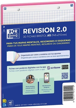 PAQUETE FLASHCARDS 2.0 OXFORD A5 2T 30F CUAD.5X5 ROSA