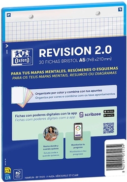 PAQUETE FLASHCARDS 2.0 OXFORD A5 2T 30F CUAD.5X5 TURQUESA