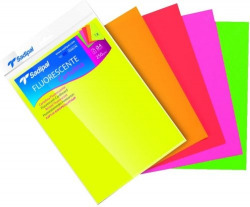 SACO 5 CARTOLINAS FLUORESCENTES A4 250G CORES SORTIDOS