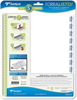 PACK/5 ADJUSTABLE BOOK COVER 30X52CM READY PP 80MICRAS