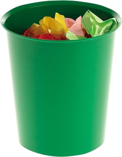 CORBEILLE À PAPIER PLASTIQUE COULEUR VERT 18L