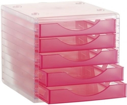 MODULO 5 CAJONES COR ROSA TRASLUCIDO 32,3X23,4X3,8CM