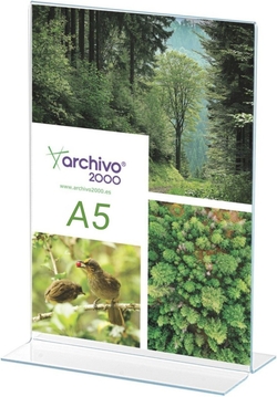 EXPOSITOR DE SOBREMESA FORMA T A5 VERTICAL 75X150X215MM
