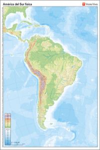 PAQ/50 MAPAS AMÈRICA DEL SUR FÍSICO MUDOS EN COLOR