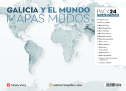 Pack/24 Mapas Mudos Galicia y el Mundo con Actividades