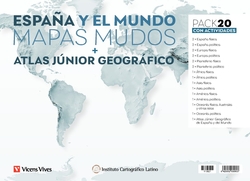 PACK/20 MAPAS MUDOS CON ACTIVIDADES +ATLAS JUNIOR
