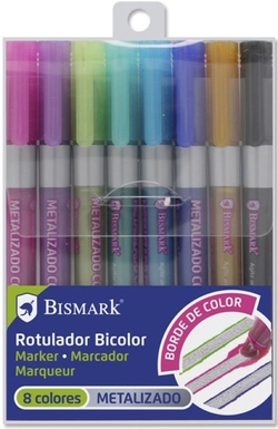 ÉTUI 8 STYLOS FEUTRE BICOLOR METAL-NEON-PASTEL