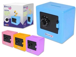 PIGGY BOX SAFE ASSORTED COLORS 9X9X2.5CM