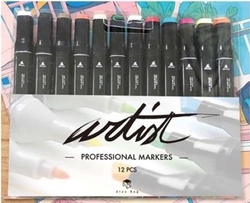 ESTOJO 12 MARCADORES PROFESSIONAL DUPLO PONTA COL PASTEL