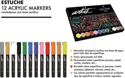 ESTUCHE 12 ROTULADORES ACRYLIC MARKERS COLORES SURTIDOS