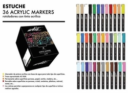 ESTOJO 36 MARCADORES ACRYLIC MARKER CORES SORTIDOS