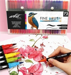 CASE 72 FINE BRUSH DOUBLE POINTED MARKERS COLORS MOD.