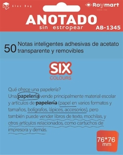 BLOC 50 NOTAS AUTOCOLLANTES TRANSLUCIDE BLEU 76X76MM