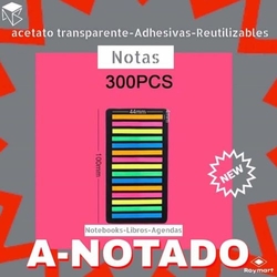 PAQUETE 300 NOTAS SEÑALADORAS ACETATO TRANSPARENTE