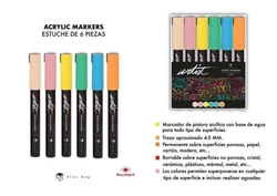 ESTUCHE 6 ROTULADORES ACRYLIC MARKERS COLORES PASTEL