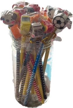 POT 24 CRAYONS AVEC GOMMES LITE STYLE