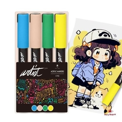 ÉTUI 4 STYLOS FEUTRE ACRYLIC MARKERS COULEURS PASTEL