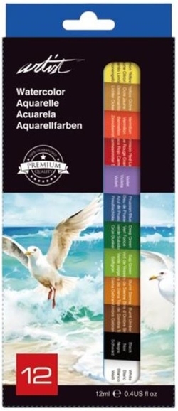 CAIXA 12 TUBOS AGUARELA 12ML ARTIST CORES SORTIDOS