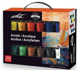 CASE 36 CANS ACRYLIC PAINT 22ML ARTIST COLORS ASSORTED
