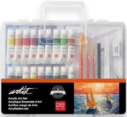 MALA INICIACION PINTURA ACRILICA ARTIST COM 28 PEÇAS