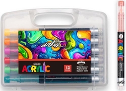 ÉTUI 12 STYLOS FEUTRE ACRILICOS REAL BRUSH COULEURS SURT.