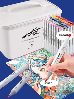 ÉTUI 120 STYLOS FEUTRE PROFESSIONAL BRUSH DOUBLE POINTE