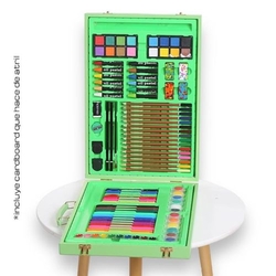 ART STUDIO ARTIST SUITCASE WITH 100 PIECES, GREEN
