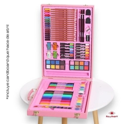 ART STUDIO ARTIST SUITCASE WITH 100 PIECES IN PINK