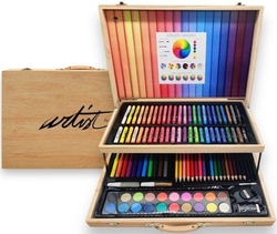 MALETA MADEIRA 2 PISOS ART STUDIO ARTIST CON 106 PEZAS