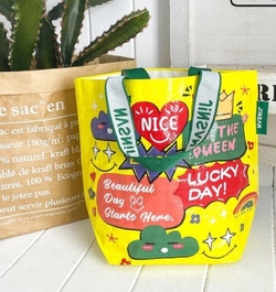 SAC WOVEN BAG PETITE 35X31X15CM PP LUCKY DAY