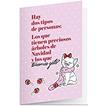 TARJETA HAY DOS TIPOS DE PERSONAS:LOS QUE TIENEN PRECIOSOS ÁRBOLES DE NAVIDAD Y LOS QUE TENEMOS GATO