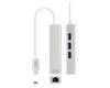 CONVERSOR USB-C A RJ45 ETHERNET GIGABIT + 3 USB 3.0 PLATA 15
